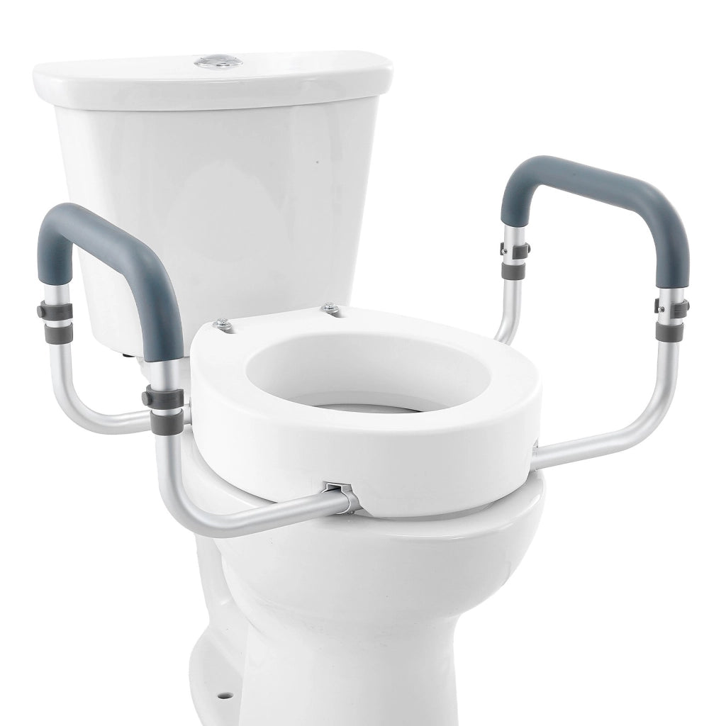 FBL760599 Rialzo WC con Braccioli Imbottiti EVA Altezza 88,9 mm Sedile Rialzato per WC Rotondo Standard in Alluminio Portata 136 kg Robusto