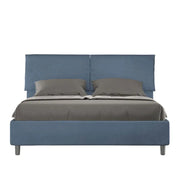 Letto matrimoniale con rete imbottito 160x190 microfibra blu Mados