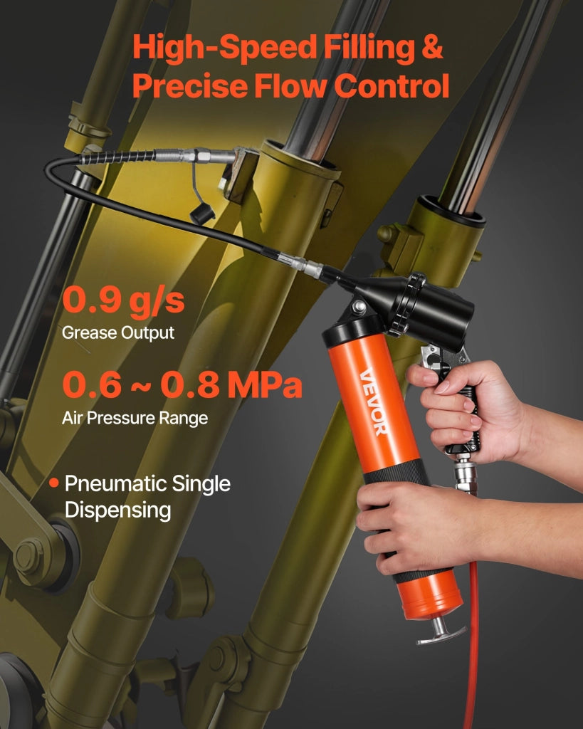 Kit Ingrassatore Pneumatico ad Alta Pressione 6000 PSI Capacita 0,4 L MM0401B in Acciaio al Carbonio e Lega di Alluminio per Officina