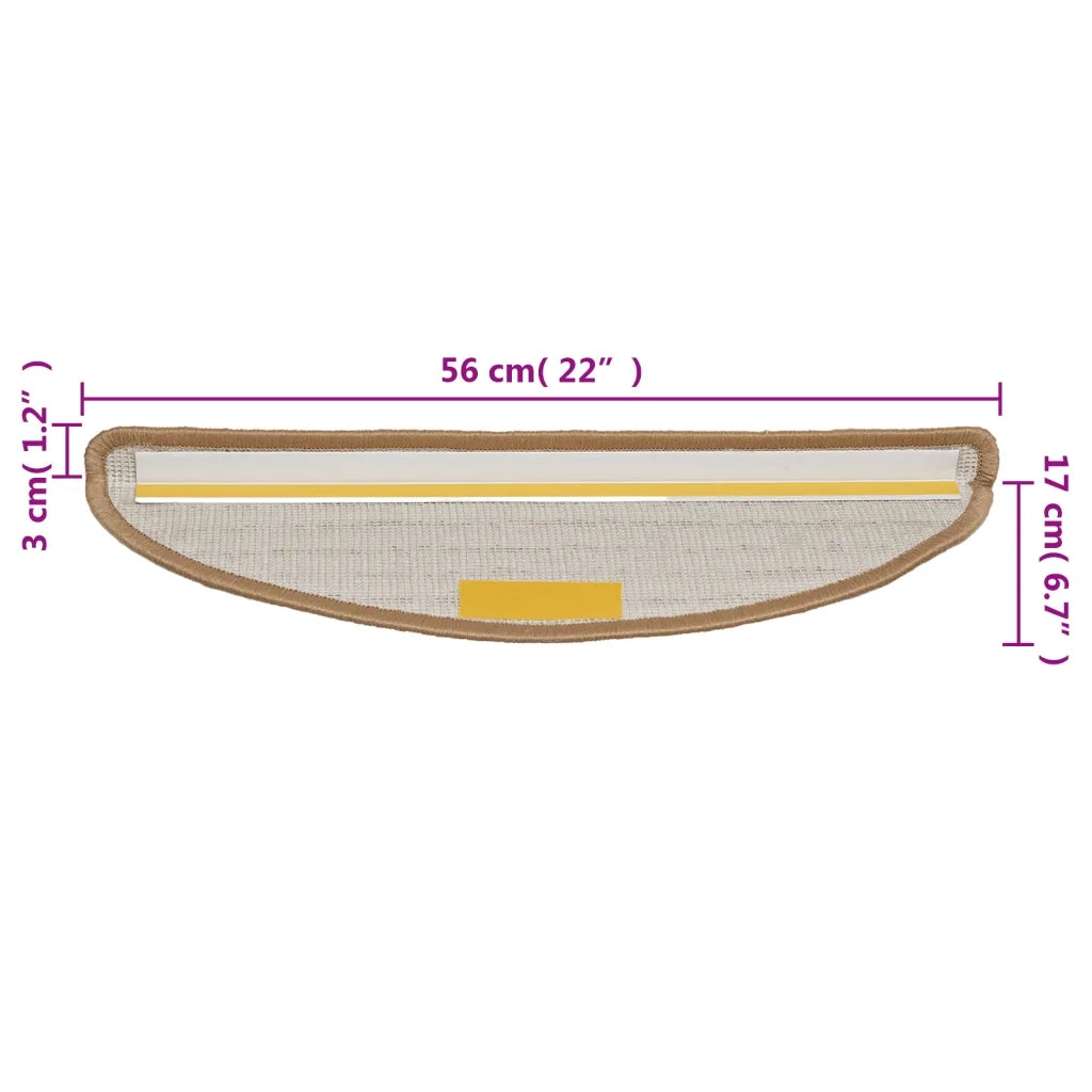Tappetini per scale 10 pz 56x17x3 cm Beige Semicircolari 149787