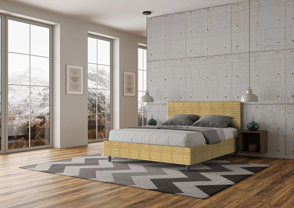 Letto Matrimoniale 160x200 cm con Rete e Contenitore Adele Aragona 3 Giallo