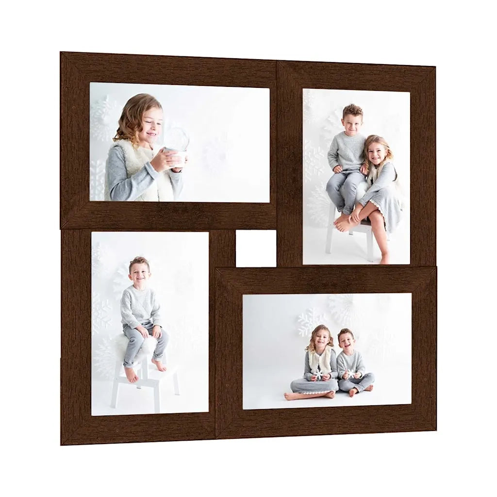 Cornice Multipla per 4 Foto 13x18cm Marrone Scuro in MDF 332771