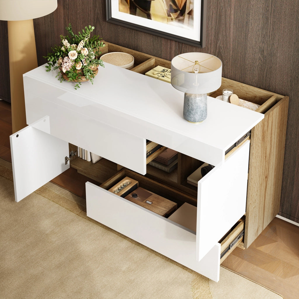 Sideboard a specchio con LED colorati - Zephmum - Con cassetti