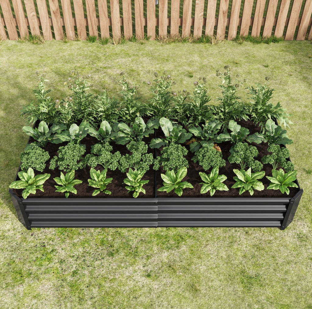 Aiola rialzata in acciaio zincato 180x91x30 cm per orto e giardino, struttura resistente senza fondo