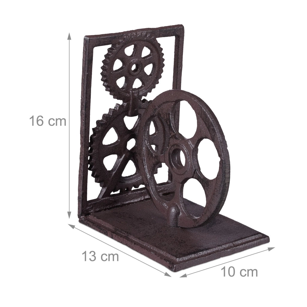 Fermalibri di design industriale decorativo 16 x 13 x 10 cm in ghisa nera 13_0006361