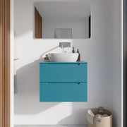Mobile bagno sospeso 80cm dusk blue due cassetti soft-close con top | Bako
