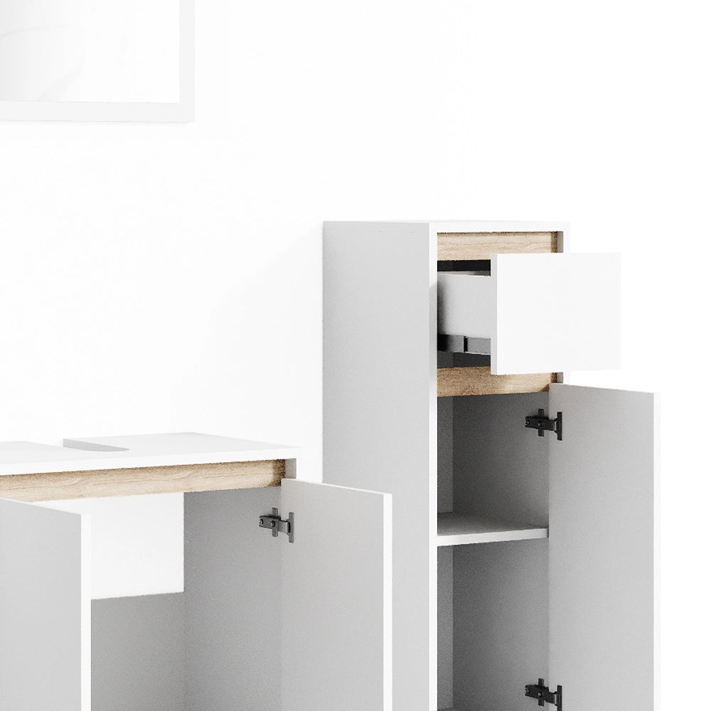 Vicco Set mobili bagno Bianco/Sonoma 3 parti
