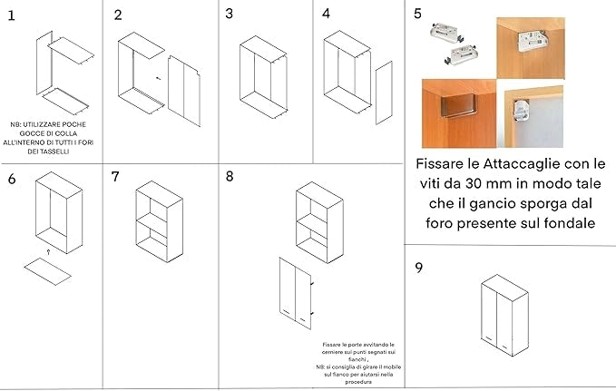Pensile Cucina  in Legno Nobilitato Noce, Mobile Alto con 2 Ante, Pensile Componibile Moderno Made in Italy (H80X70LXP32cm)