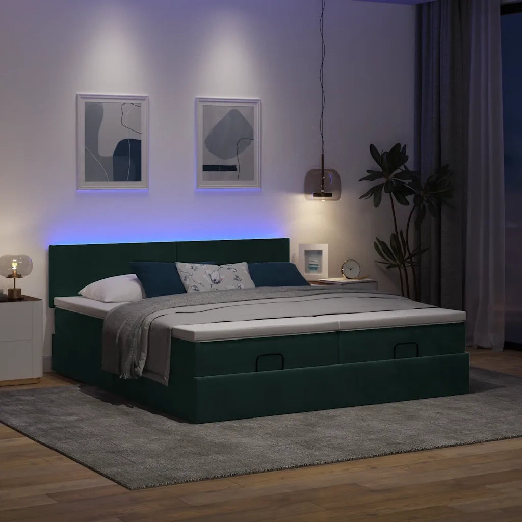 Struttura Letto Pouf con Materassi 160x200 cm Velluto