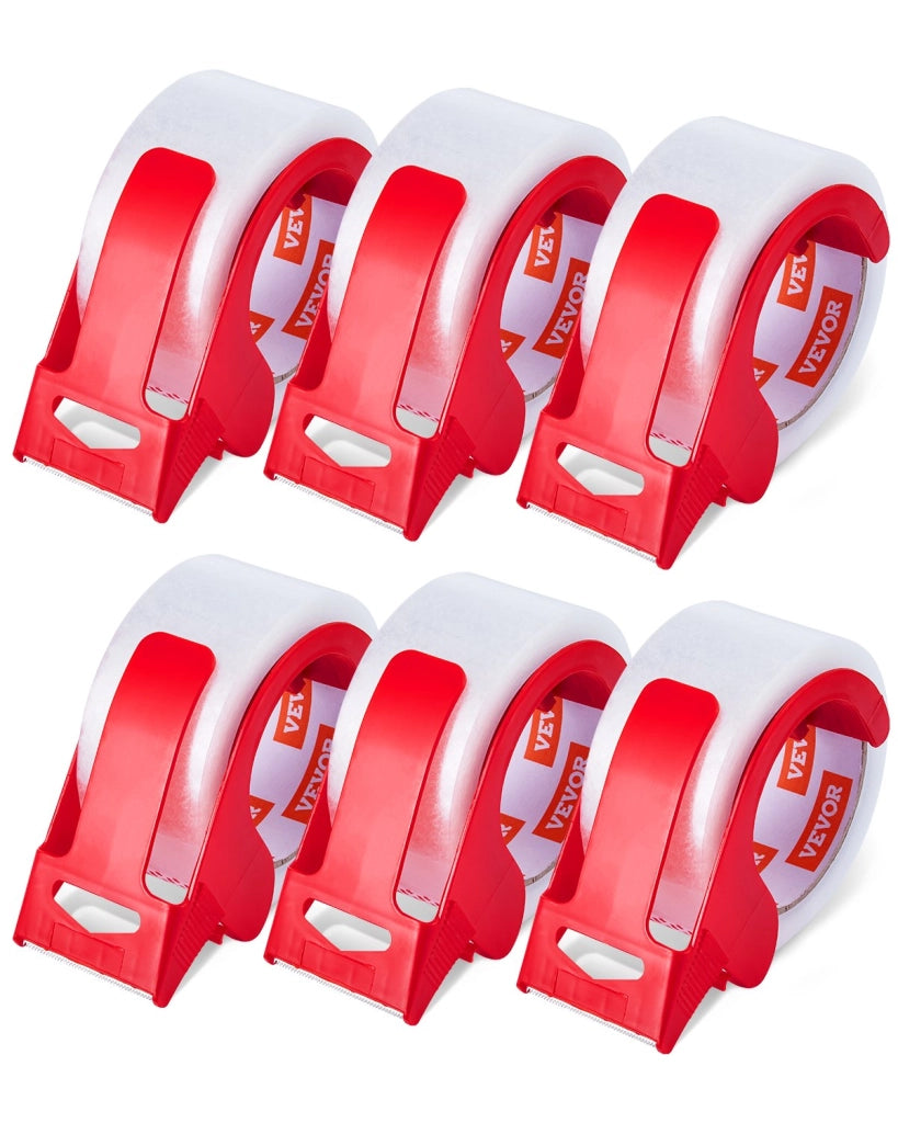 Set 6 rotoli nastro da imballaggio trasparente 47,8 mm x 65 yd con distributore, spessore 0,068 mm, per spedizioni e traslochi ID274865P6D6