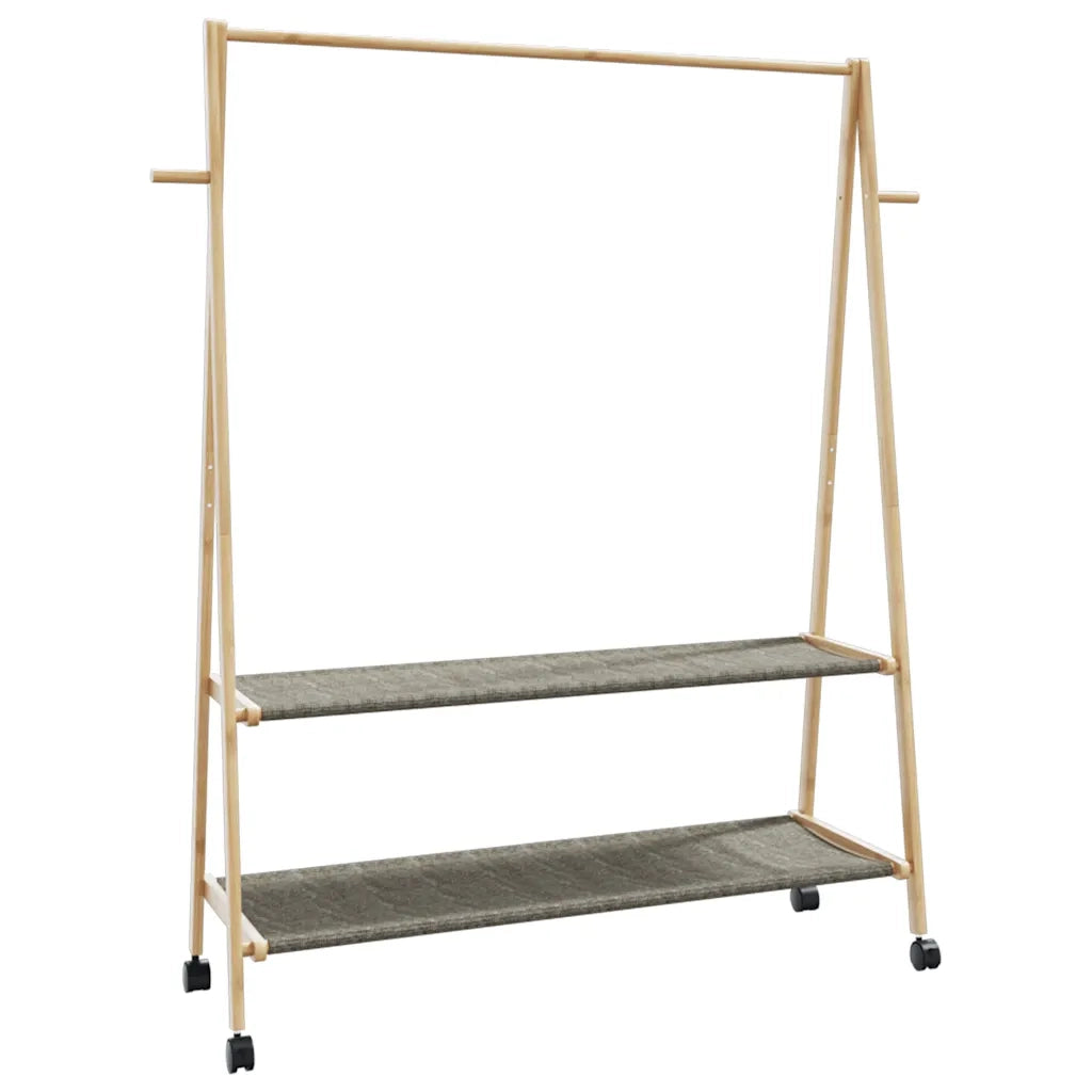 Appendiabiti con Ripiani e Ruote 132x45,5x155,5 cm in Bambù 4008913