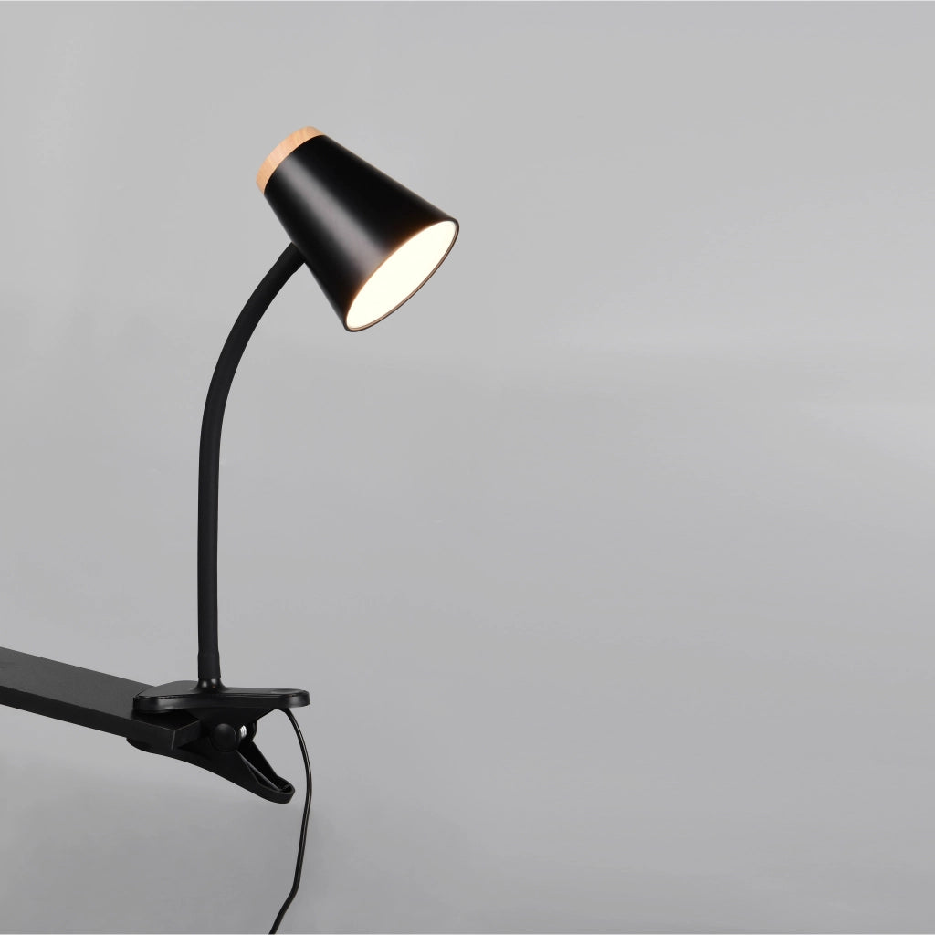 LAMPADA DA TAVOLO LED PONGO 4,5W NERA CON PINZA