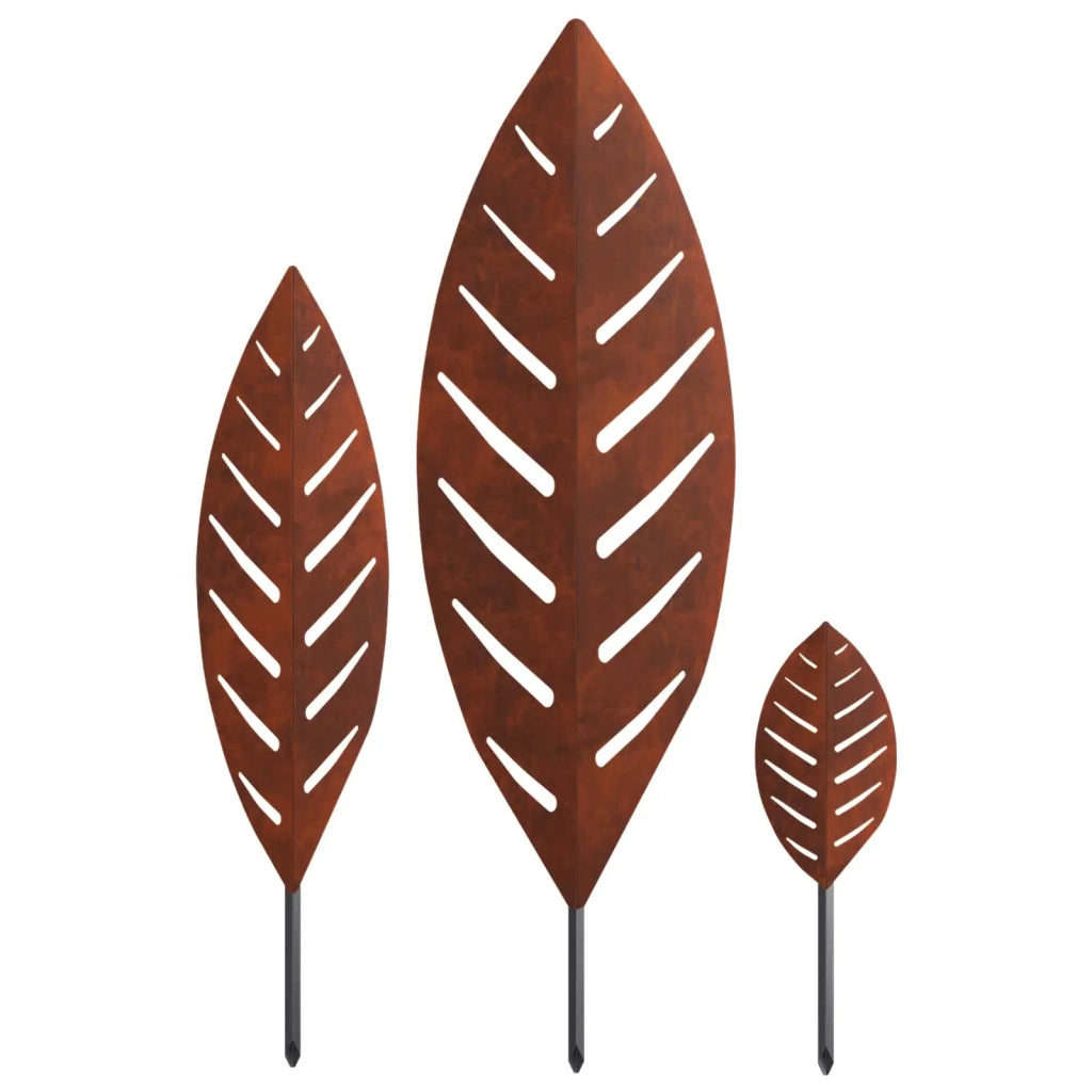Palo da Giardino 3 pz 116,5 x 35 x 3 cm Ruggine Acciaio Corten 8013397