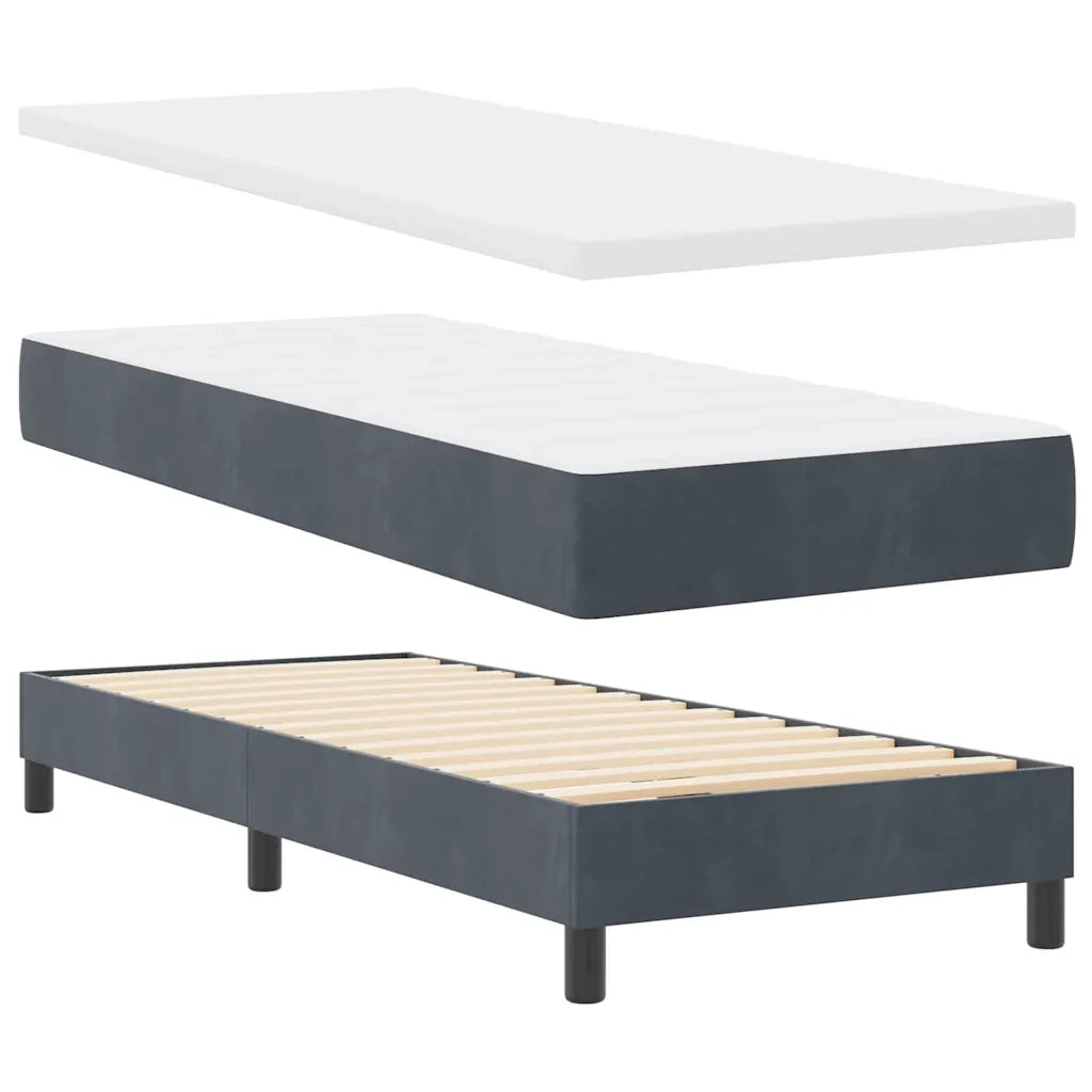 Letto a molle con materasso Grigio scuro 80 x 200 cm Velluto 3339201