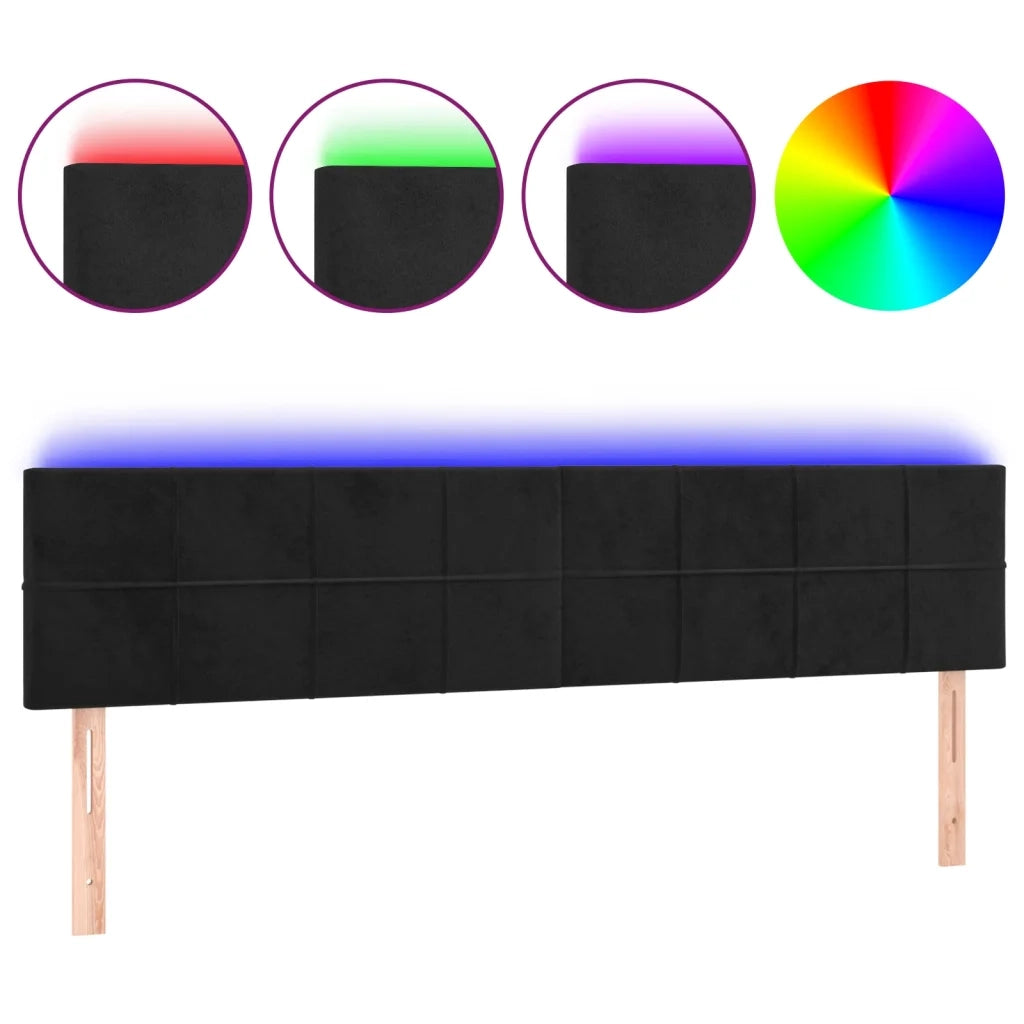 Testiera a LED-Testata con LED Nera 160x5x78/88 cm in Velluto 168145