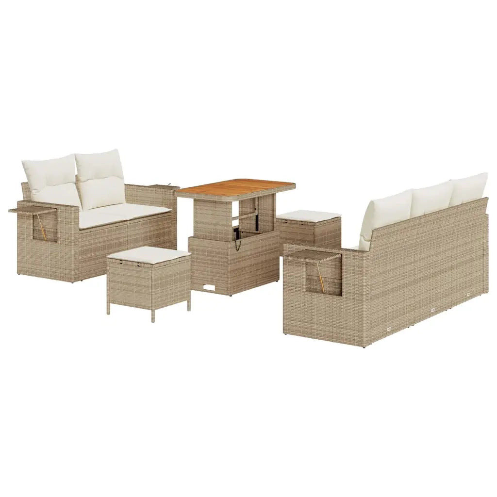 Set Divano da Giardino con cuscino 8 pcs Beige polyrattan 3361691