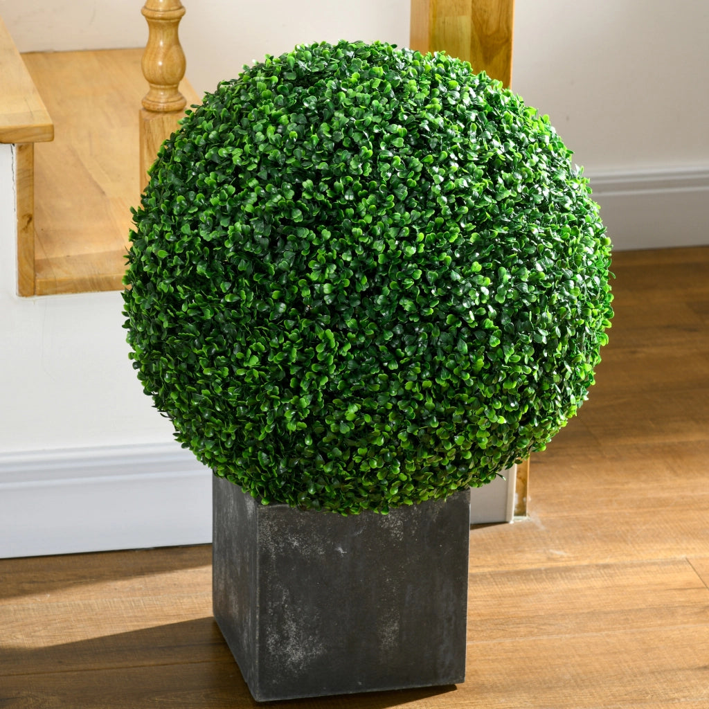 Sfera di bosso artificiale 2 pezzi in plastica verde Ø 50 cm con elementi a incastro per interni ed esterni