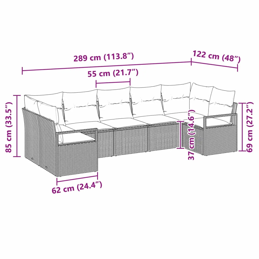 Set di divani con cuscino 7 pcs Nero polyrattan 3346536