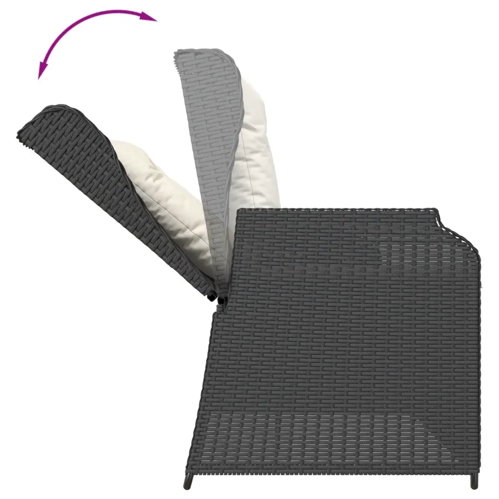 Set Divani da Giardino 3 pz con Cuscini Nero in Polyrattan 3262101
