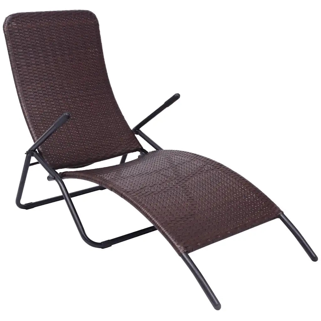 Lettino Prendisole Pieghevole in Polyrattan Marrone 42945