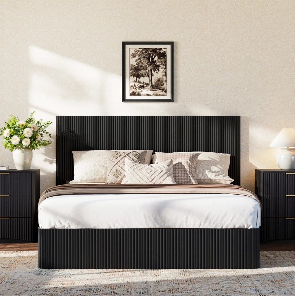Letto contenitore 160x200 cm nero con sollevamento idraulico