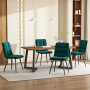 Set tavolo da pranzo con 4 sedie in velluto, noce e nero