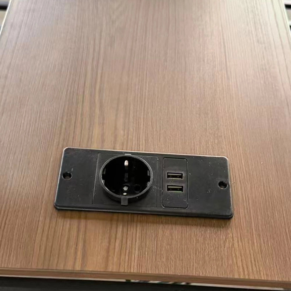 Letto a Castello 3 Posti con Scrivania e Scaffale ¨C Xylo ¨C Nero, LED, USB, 90x200