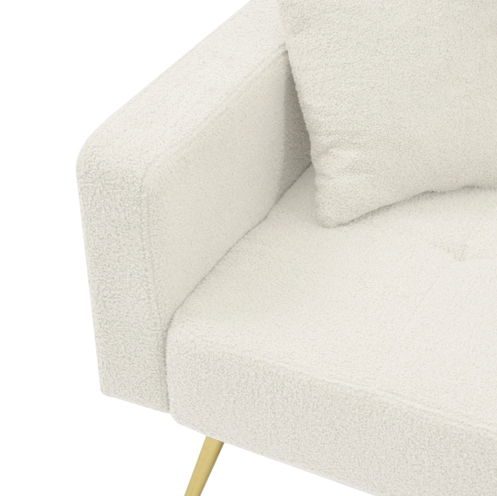 DIVANO LETTO Reclinabile 175x64x72 cm Sherpa Bianco