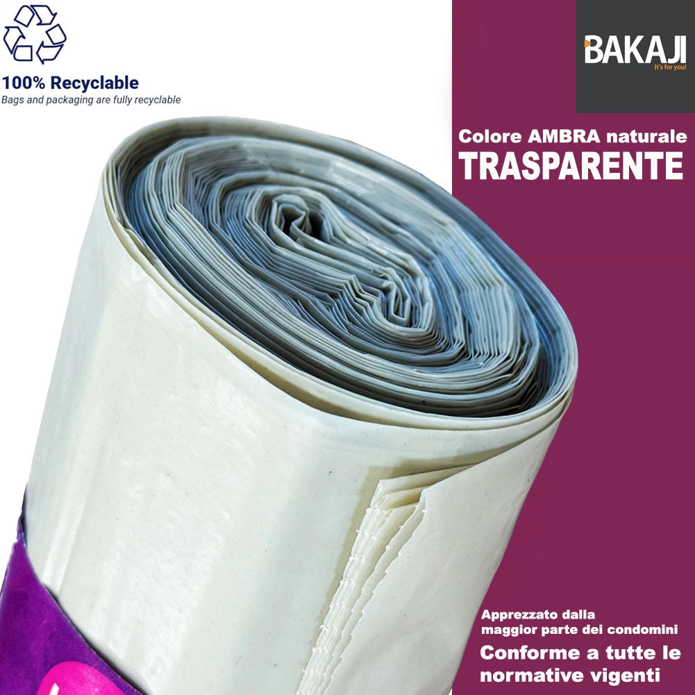 150 x Sacchetti per spazzatura Ambra Trasparenti Grandi e Resistenti 55 x 70 cm LDPE