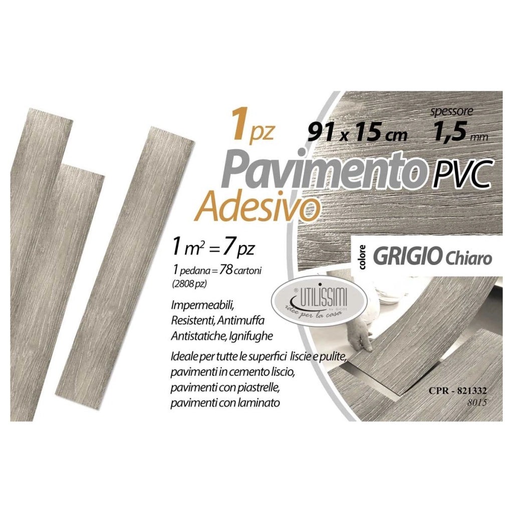 Copripavimento in pvc adesivo grigio chiaro 91.44x15.24 cm