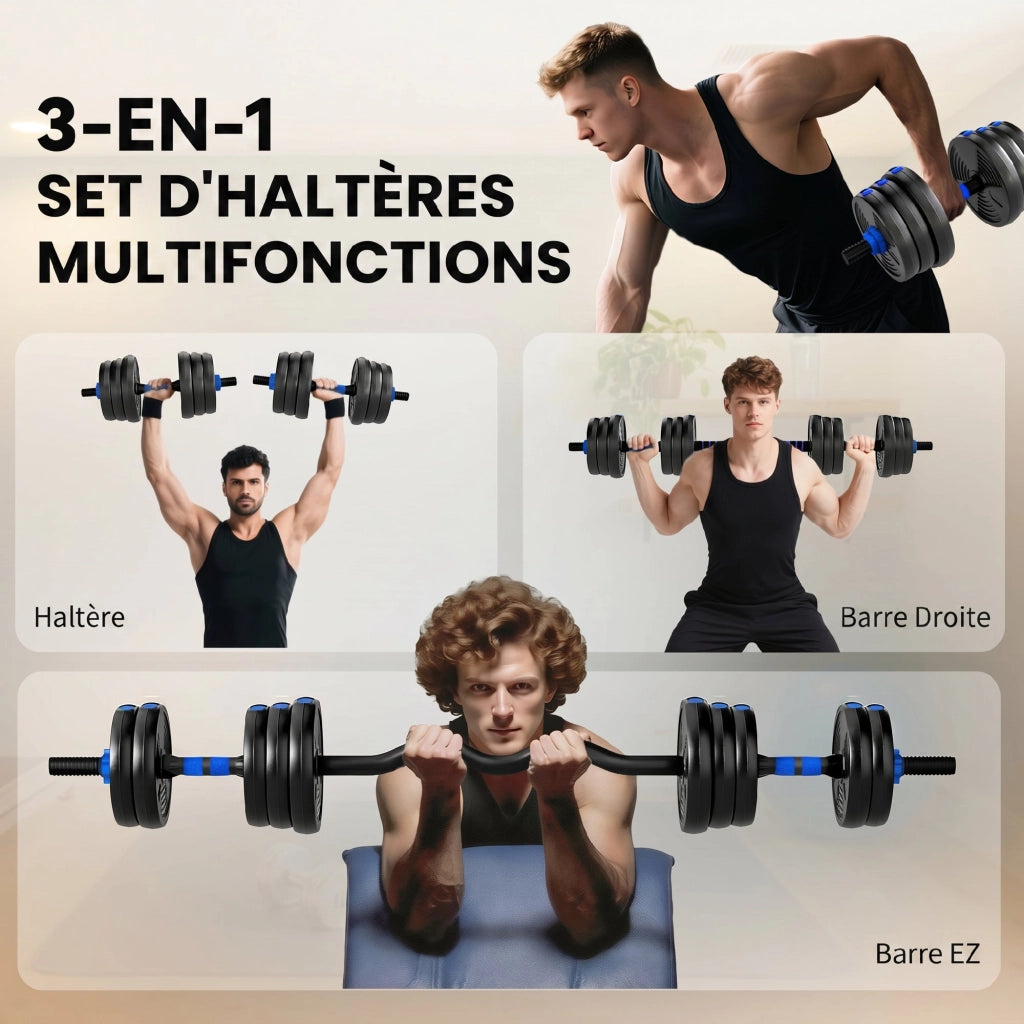 Kit Pesi Regolabili 25 kg 3 in 1 ¨C Minimal ¨C Blu