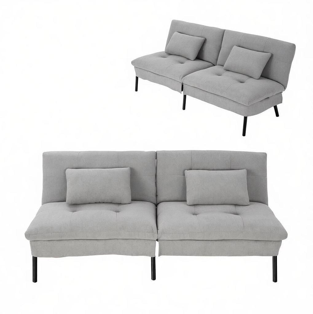 Divano letto 2 posti reclinabile grigio chiaro 176 cm