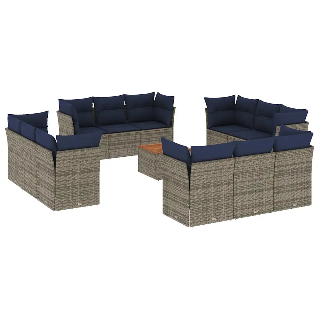 Set Divani da Giardino 13 pz con Cuscini Grigio in Polyrattan 3255872