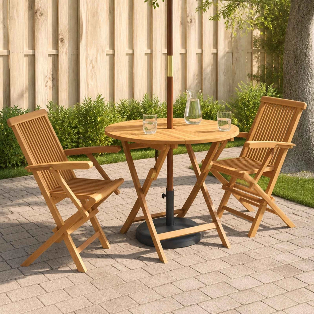 Set Bistro da Giardino Pieghevole 3 Pezzi Naturale 3434097