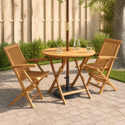 Set Bistro da Giardino Pieghevole 3 Pezzi Naturale 3434097