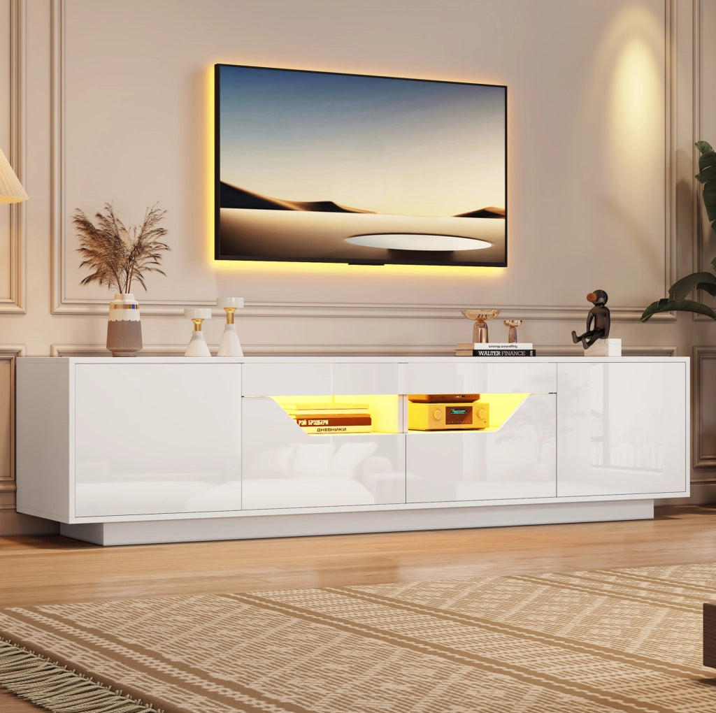 Mobile TV basso con LED 180x40x45 cm bianco