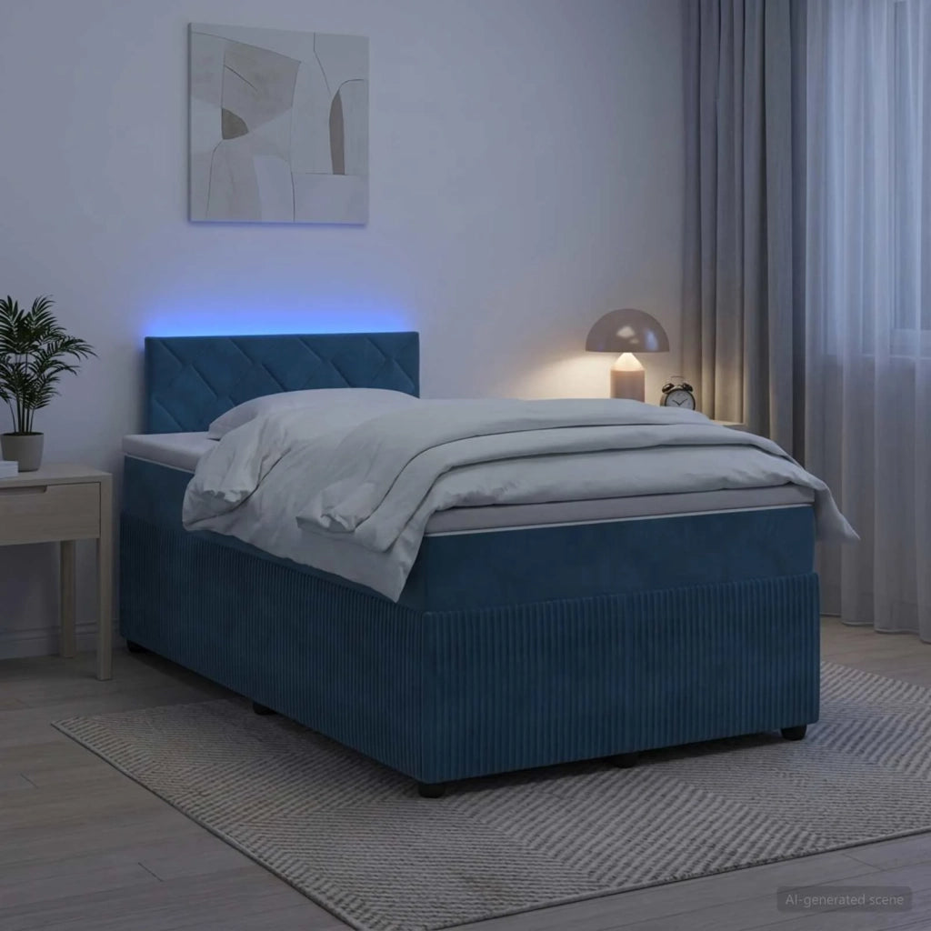 Letto box spring con materasso Blu 120 x 200 cm Velluto 3453129