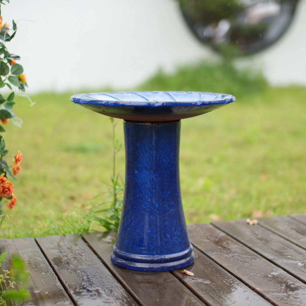 BAGNO PER UCCELLI Ø 43 cm H 45 cm Ceramica Blu