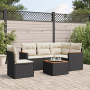 Set Divano da Giardino 6 pz con Cuscini Nero in Polyrattan 3225979