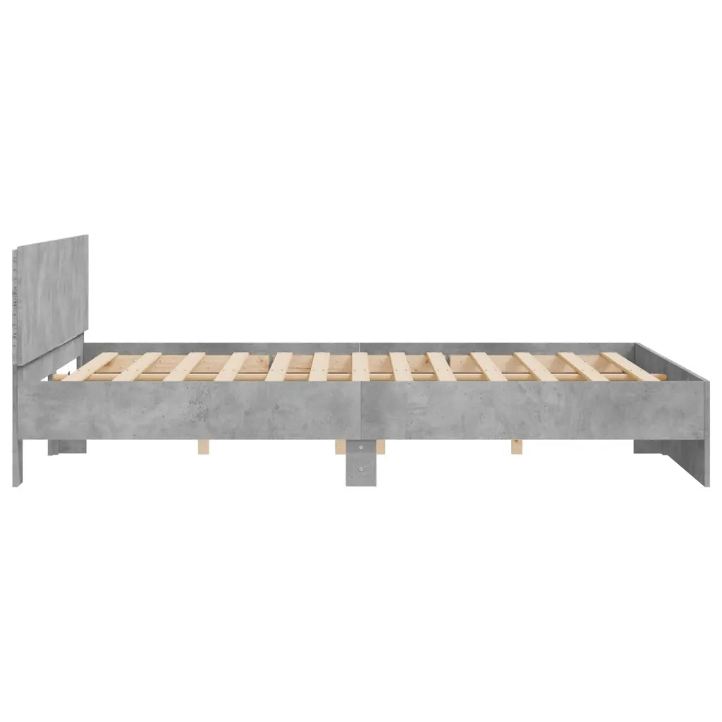 Giroletto con Testiera e LED Grigio Cemento 200x200 cm 3207584