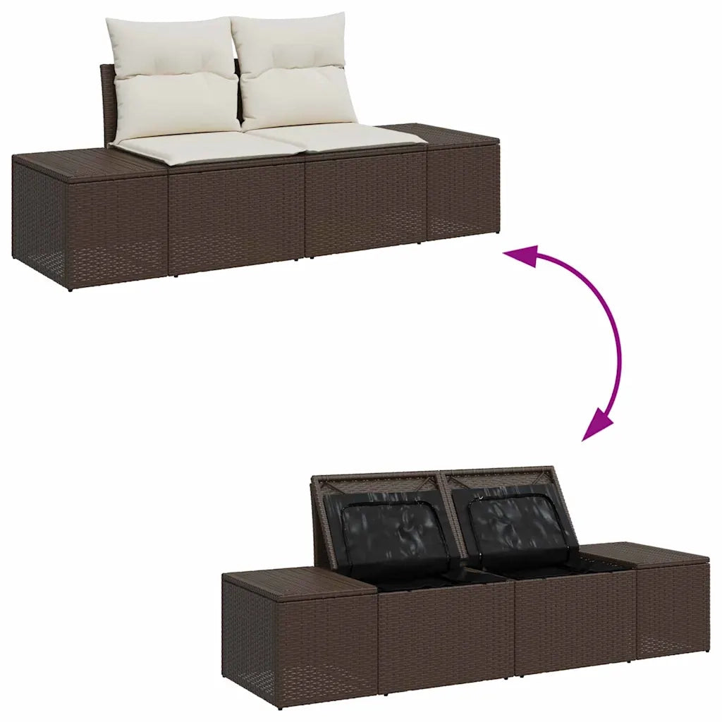 Set Divano da Giardino 5 pcs Marrone e Crema polyrattan 3355697