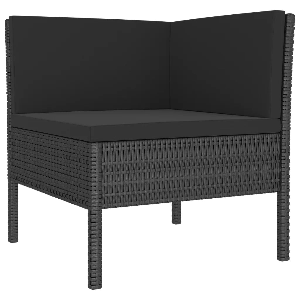 Set Divani da Giardino 3 pz con Cuscini in Polyrattan Nero 310187