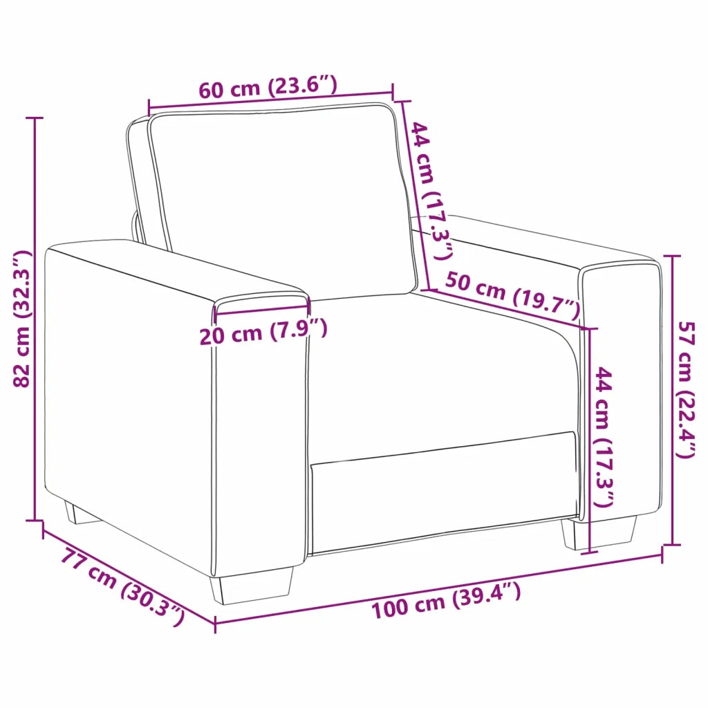 Poltrona Sofa Grigio chiaro 100 cm Tessuto 4105207