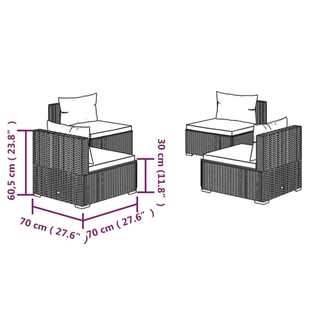 Set Divani da Giardino 4 pz con Cuscini in Polyrattan Marrone 3101531