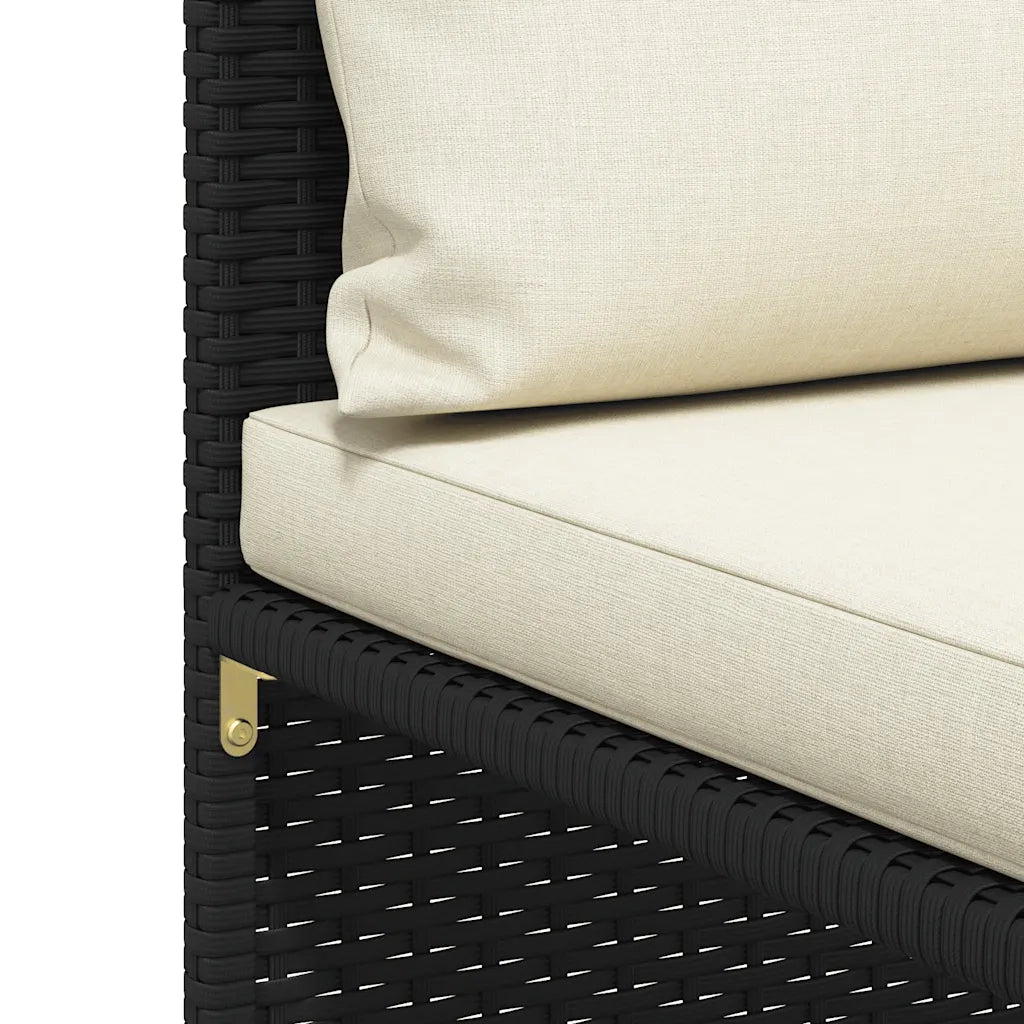 Set Divani da Giardino 3 pz con Cuscini in Polyrattan Nero 313514