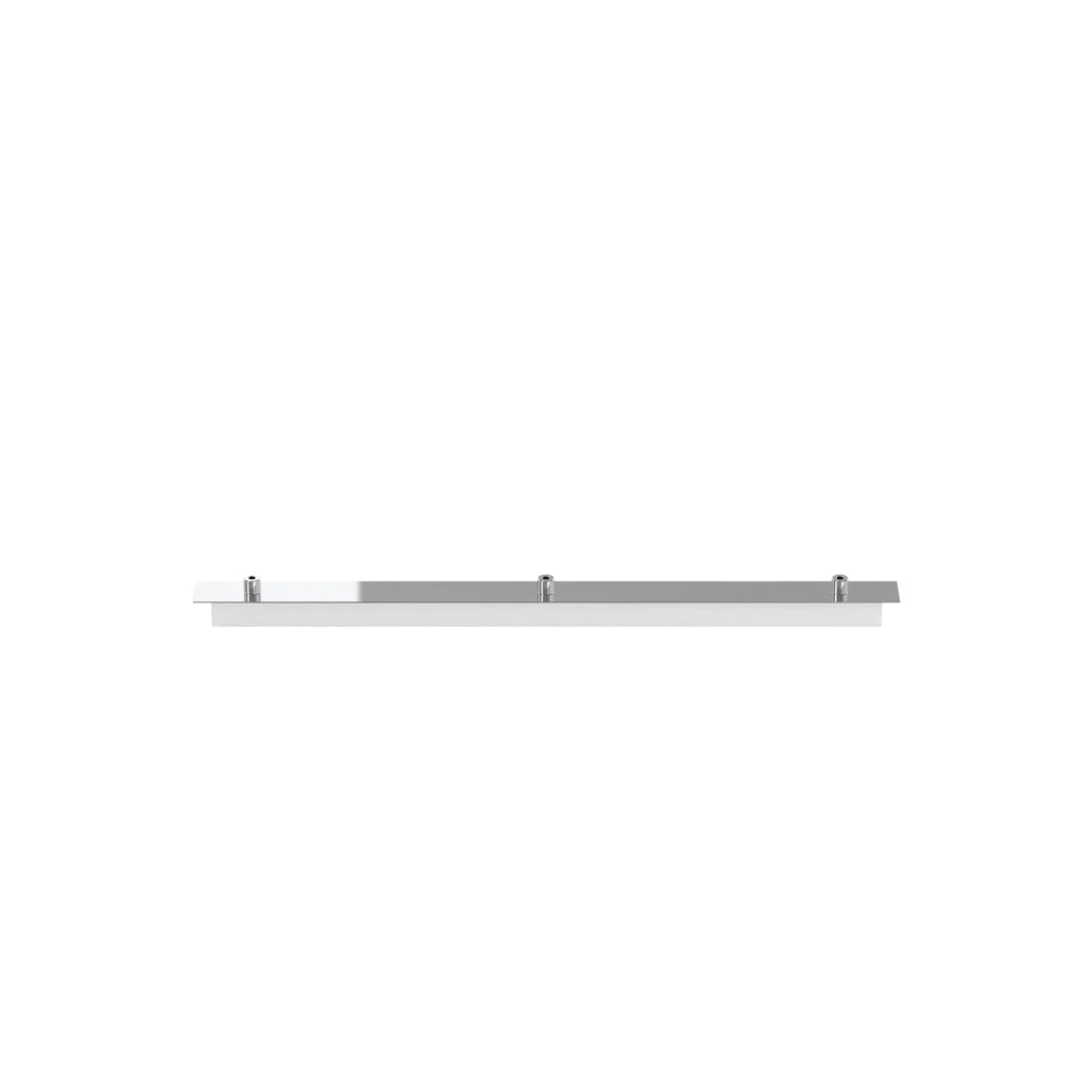 Rosone Rettangolare Metallo Cromo 3 Fori 60X4Cm