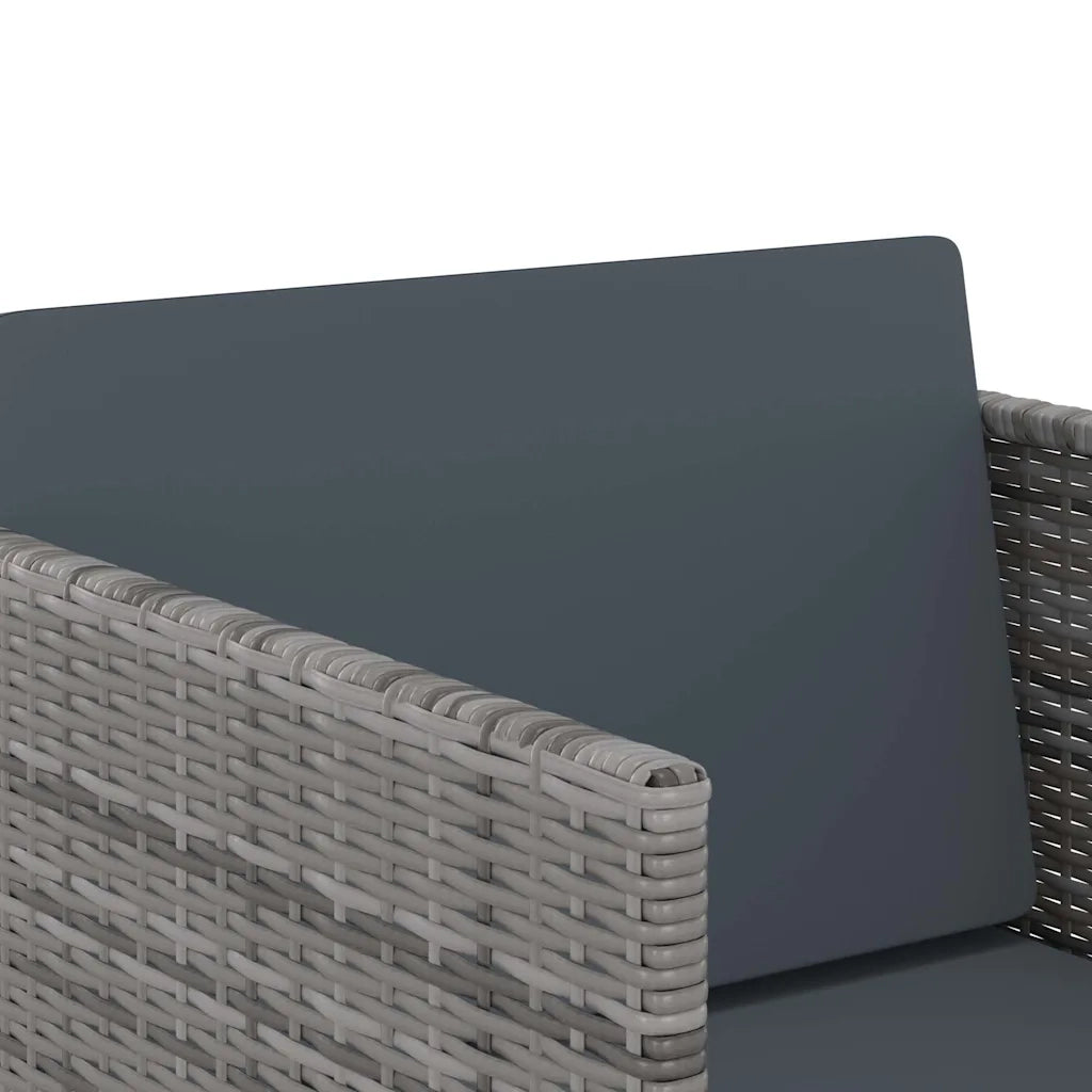 Set Pranzo da Giardino 9 pz con Cuscini in Polyrattan Grigio 313100