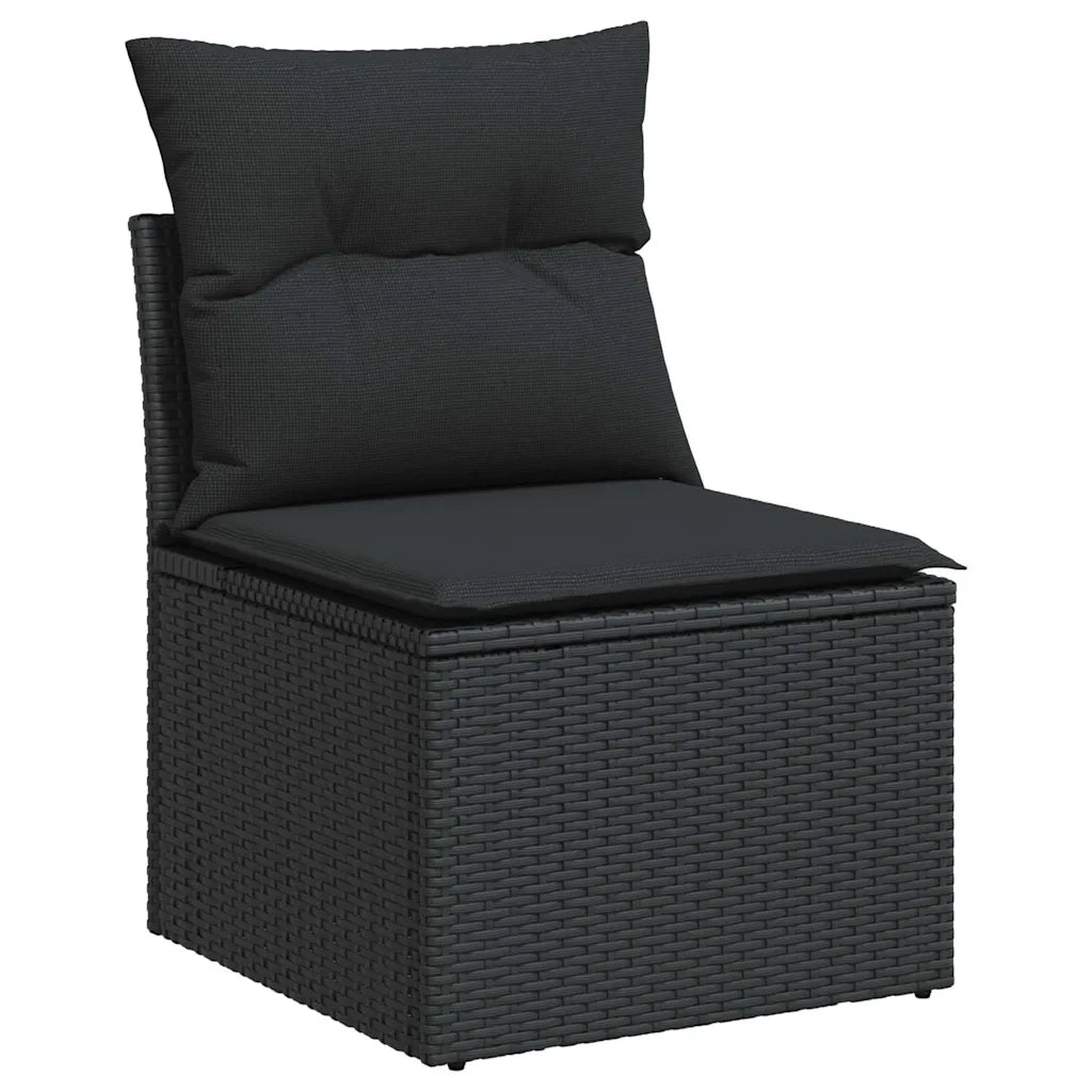 Set Divani da Giardino 9 pz con Cuscini Nero in Polyrattan 3224697