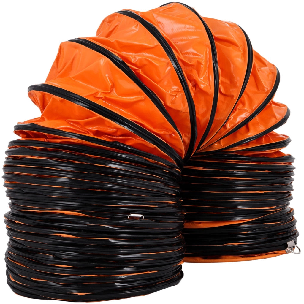 Tubo Flessibile di Ventilazione in PVC Arancione 9,8 m Diametro 12 Pollici Robusto con Corde Regolabili e Anelli a D