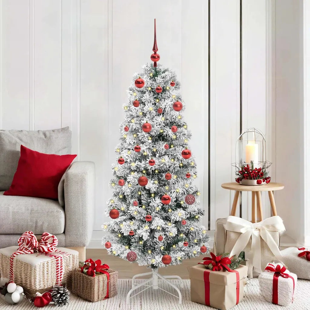 Albero di Natale Artificiale con Rami Pieghevoli Verde e Bianco 3395586
